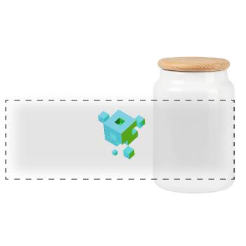 würfel pixel 3d nerd game mind craft Rubix Zauber  - Panorama Keksdose mit Holzdeckel - Weiß - Vorne