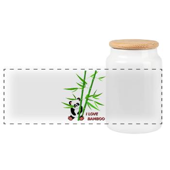 Flowercontest: I love bamboo - Panoramic Cookie Jar with Wooden Lid - white - Front