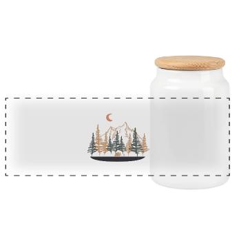 Mountain nature camping camping stars forest gift - Panoramic Cookie Jar with Wooden Lid - white - Front