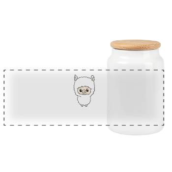 Lama - Panoramic Cookie Jar with Wooden Lid - white - Front