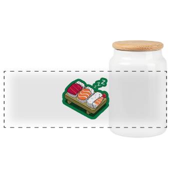 Sushi nap - Panoramic Cookie Jar with Wooden Lid - white - Front