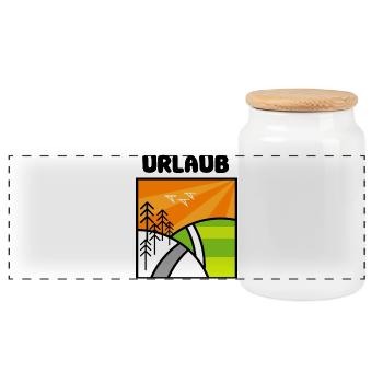 urlaub natur nature landschaft berge minimal icon - Panorama Keksdose mit Holzdeckel - Weiß - Vorne