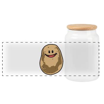 Potato Potatoes Vegetables Food Food - Panoramic Cookie Jar with Wooden Lid - white - Front