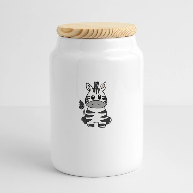 zebra Biscottiera con coperchio in legno