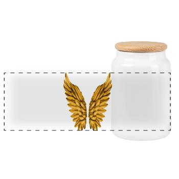 Engelsflügel Gold Goldene Flügel Engel Engelflügel - Panorama Keksdose mit Holzdeckel - Weiß - Vorne