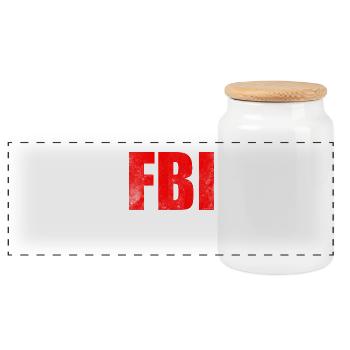 FBI Birding Inspector Design - Panoramic Cookie Jar with Wooden Lid - white - Front