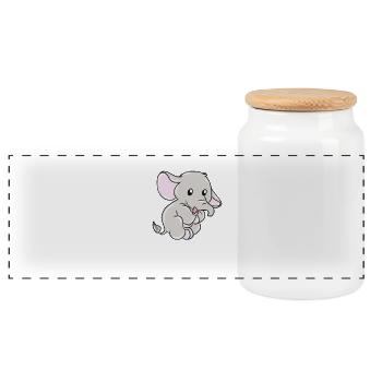 éléphant - Boîte à biscuits avec couvercle en bois - blanc - Devant