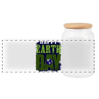 HAPPY EARTH DAY Motivationsdesign - Panorama Keksdose mit Holzdeckel - Weiß - Vorne