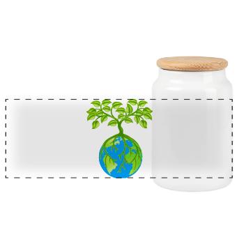 Umweltfreundlicher Erdfreund T-Shirt - Panorama Keksdose mit Holzdeckel - Weiß - Vorne