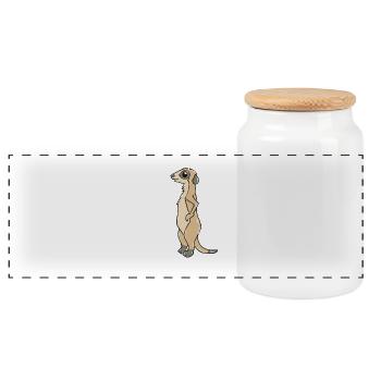 suricates - Boîte à biscuits avec couvercle en bois - blanc - Devant