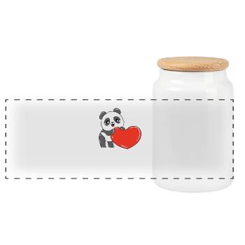 Coeur de panda - Boîte à biscuits avec couvercle en bois - blanc - Devant