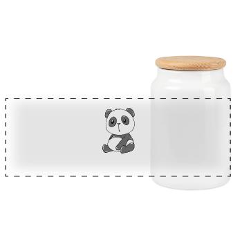 Animal panda - Boîte à biscuits avec couvercle en bois - blanc - Devant