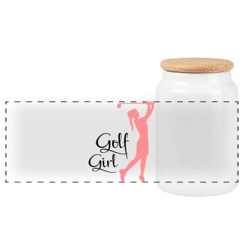 golf frauen - Panorama Keksdose mit Holzdeckel - Weiß - Vorne