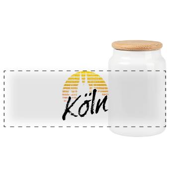 Köln Kölner Skyline Kölner Dom Vintage Geschenk - Panorama Keksdose mit Holzdeckel - Weiß - Vorne