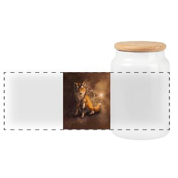 Steam Fox - Panorama Keksdose mit Holzdeckel - Weiß - Vorne