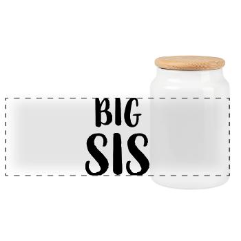 big sis Schwester Geschwister Familie Geschenk - Panoramic Cookie Jar with Wooden Lid - white - Front