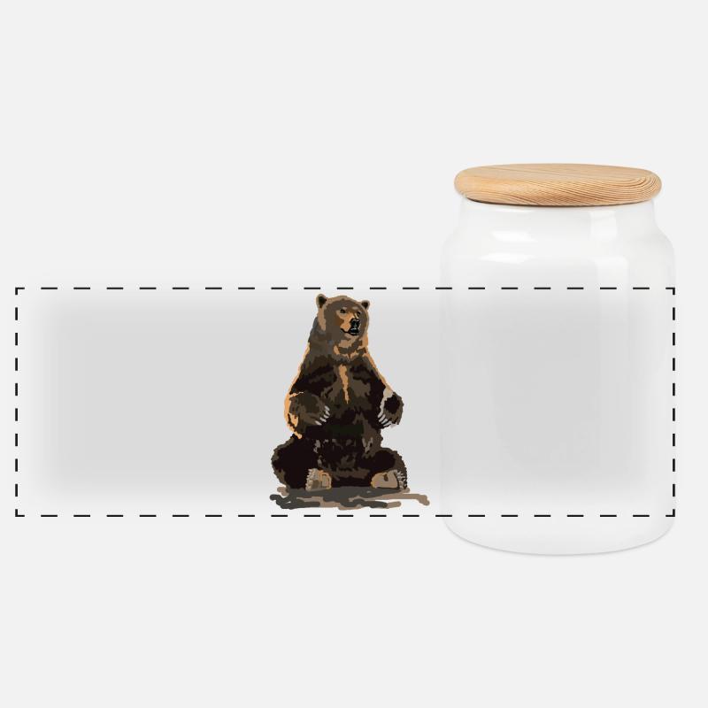 Bär - Panorama Keksdose mit Holzdeckel - Weiß