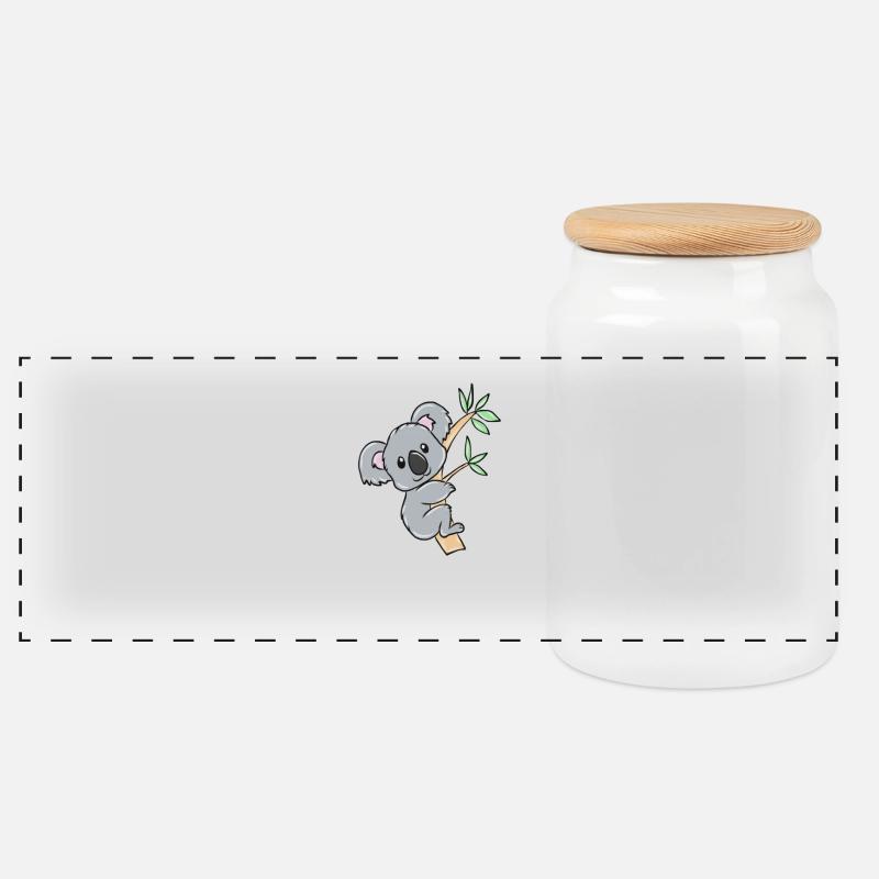Koala - Panorama Keksdose mit Holzdeckel - Weiß