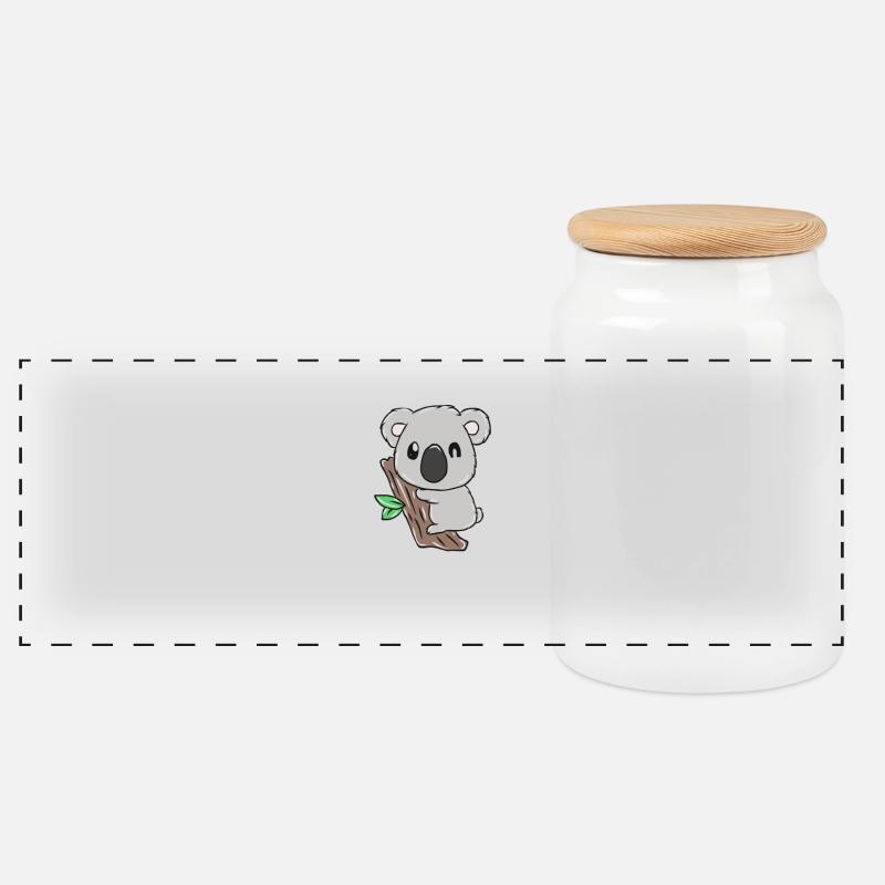 Koala - Panorama Keksdose mit Holzdeckel - Weiß