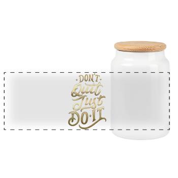 Ne quittez pas Gradient Script - Boîte à biscuits avec couvercle en bois - blanc - Devant