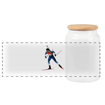 biathlon - Panoramic Cookie Jar with Wooden Lid - white - Front
