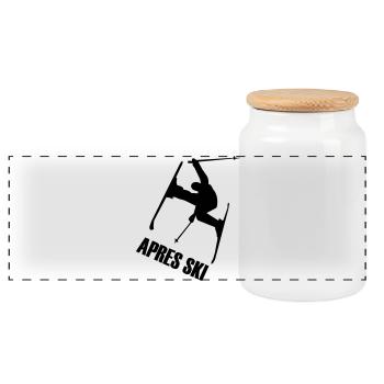 Ski, ski, skiing, après ski, freeski, winter, snow - Panoramic Cookie Jar with Wooden Lid - white - Front