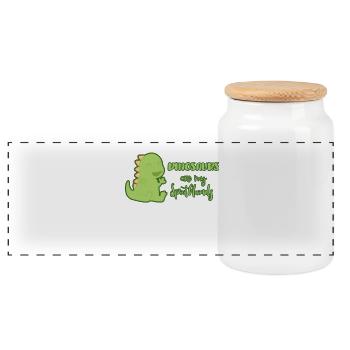 dinosaure - Boîte à biscuits avec couvercle en bois - blanc - Devant