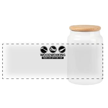 Carpenter woodworker gift - Panoramic Cookie Jar with Wooden Lid - white - Front