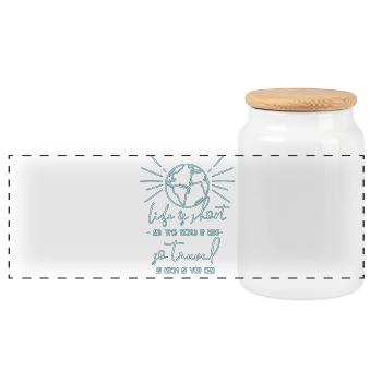 Voyage - Boîte à biscuits avec couvercle en bois - blanc - Devant