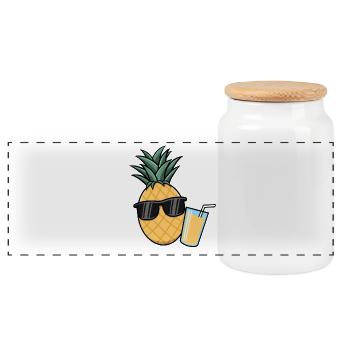 Pineapple summer sunglasses - Panoramic Cookie Jar with Wooden Lid - white - Front
