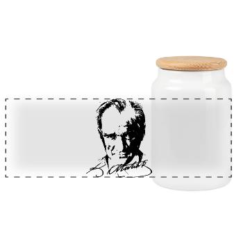 Mustafa Kemal Ataturk - Boîte à biscuits avec couvercle en bois - blanc - Devant