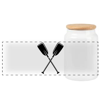 2 paddles - Panoramic Cookie Jar with Wooden Lid - white - Front