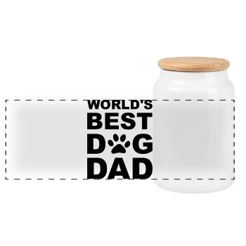 Worlds best dog dad - Panorama Keksdose mit Holzdeckel - Weiß - Vorne