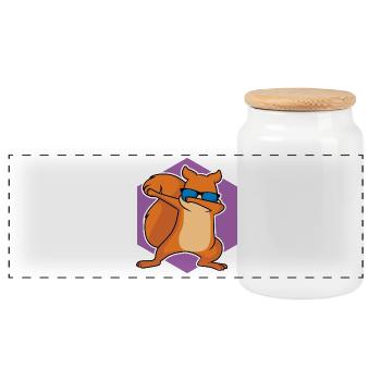 Dabbing Squirrel - Design - Panoramic Cookie Jar with Wooden Lid - white - Front