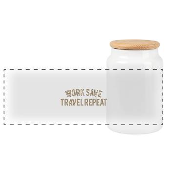Work Save Travel Repeat - Boîte à biscuits avec couvercle en bois - blanc - Devant