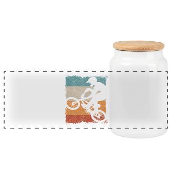 🚲 BMX / Bmx Bike / Vélo / Cadeau / Cyclist - Boîte à biscuits avec couvercle en bois - blanc - Devant