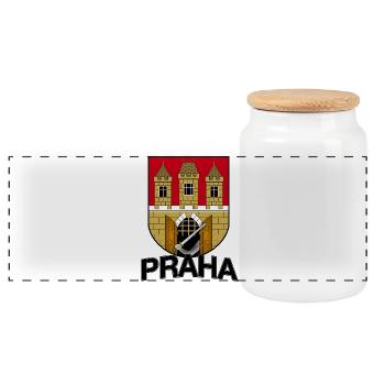 Praha Prag Tschechien - Panorama Keksdose mit Holzdeckel - Weiß - Vorne