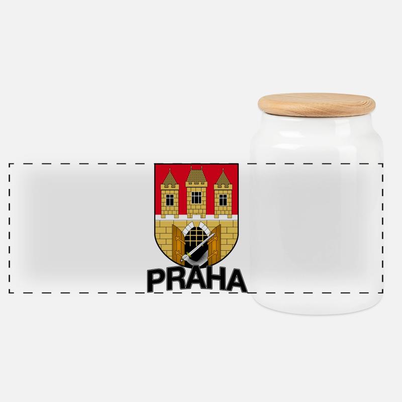 Praha Prag Tschechien - Panorama Keksdose mit Holzdeckel - Weiß