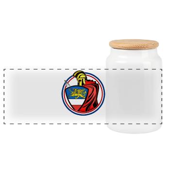 Rostock Swordsman - Panoramic Cookie Jar with Wooden Lid - white - Front
