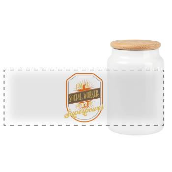 travailleur social - Boîte à biscuits avec couvercle en bois - blanc - Devant