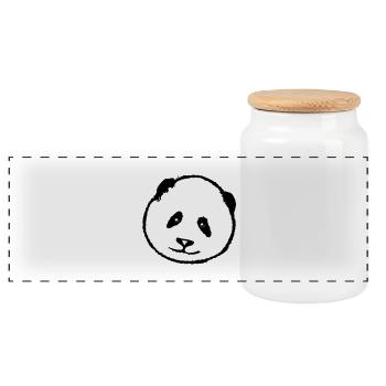 Panda animal motif - Panoramic Cookie Jar with Wooden Lid - white - Front