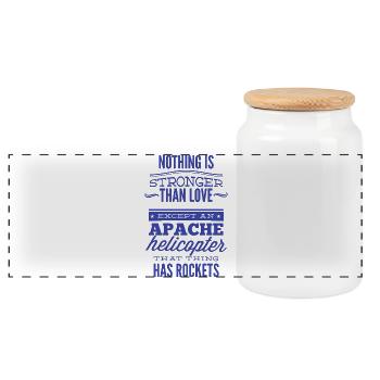 Nothing Is Stronger Than Love - Panoramic Cookie Jar with Wooden Lid - white - Front