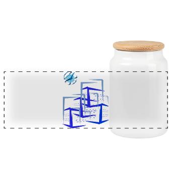 Building Apartment Houses - Panoramic Cookie Jar with Wooden Lid - white - Front