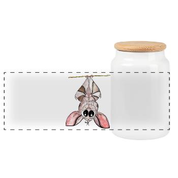 Nuit néon de Kawaii Bat - Boîte à biscuits avec couvercle en bois - blanc - Devant