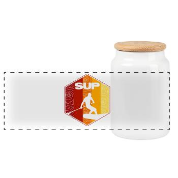 SUP Surf - Panoramic Cookie Jar with Wooden Lid - white - Front