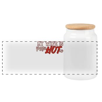Woman Marriage - Panoramic Cookie Jar with Wooden Lid - white - Front