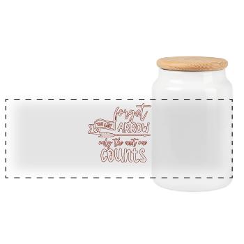 Archery Sport - Panoramic Cookie Jar with Wooden Lid - white - Front