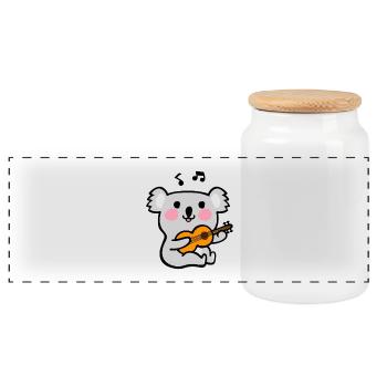 Sérénade de guitare Koala - Boîte à biscuits avec couvercle en bois - blanc - Devant