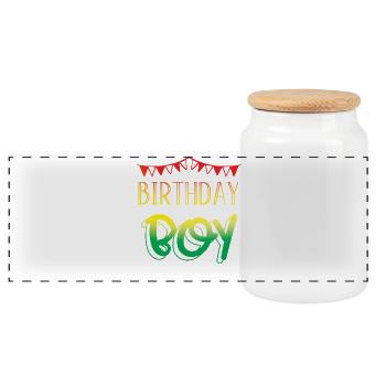 Happy Birthday - Panorama Keksdose mit Holzdeckel - Weiß - Vorne