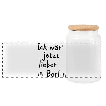 Ick wär' jetzt lieber in Berlin - Panorama Keksdose mit Holzdeckel - Weiß - Vorne